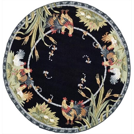 Safavieh 5 ft. 6 in. x 5 ft. 6 in. Round Transitional Chelsea Black Hand Hooked Rug HK56B-5R